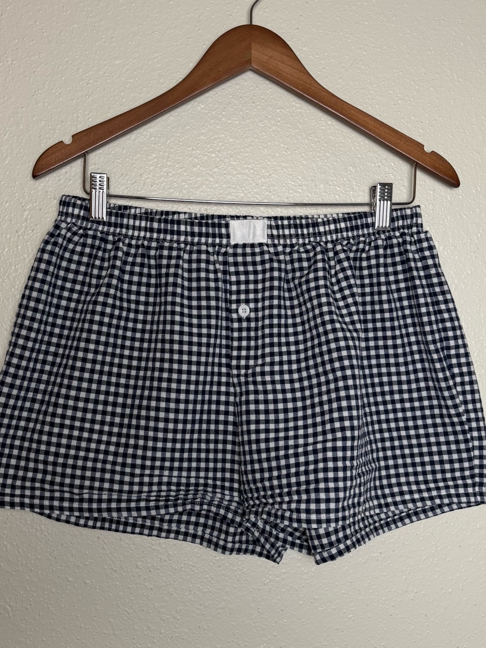 Women's XL Navy & White Gingham Boxer Shorts